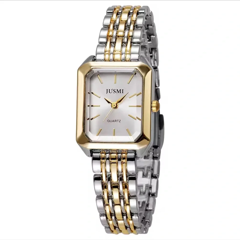 Women's Gold and Silver Watch Quartz Watch – White Dial ✨